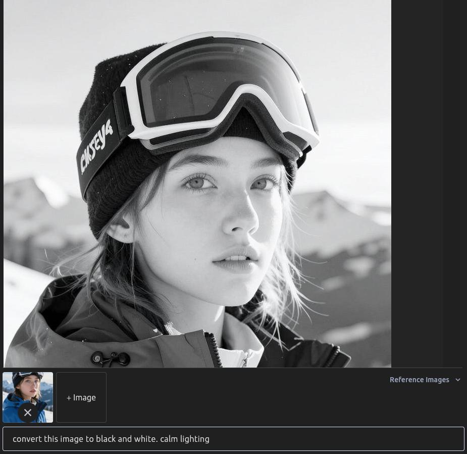 Convert color photo to black and white using prompt