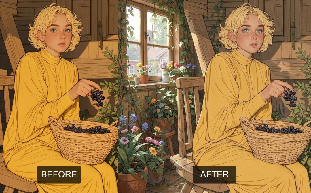 Before and after comparison, extending illustration