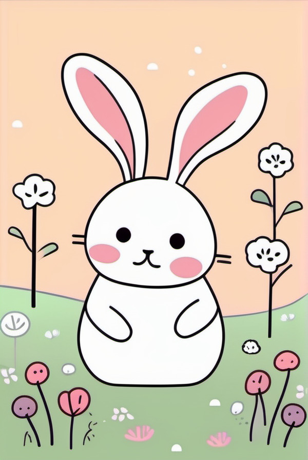 A rabbit playing with flower around